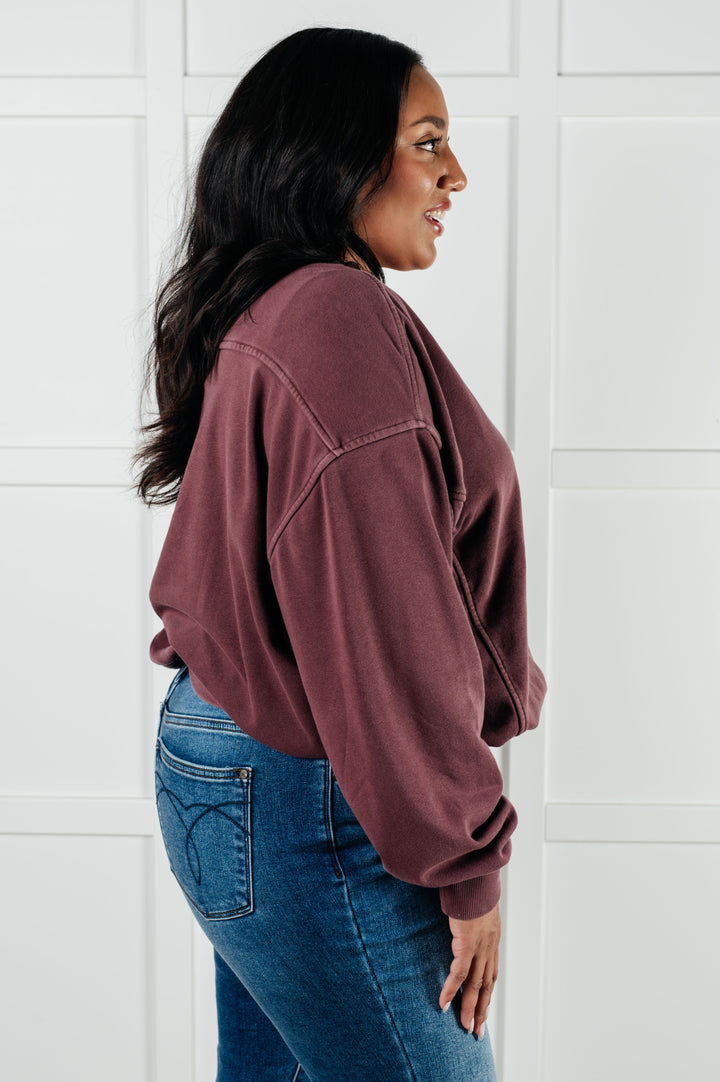 Beyond the Basics Pullover in Eggplant - 1/8