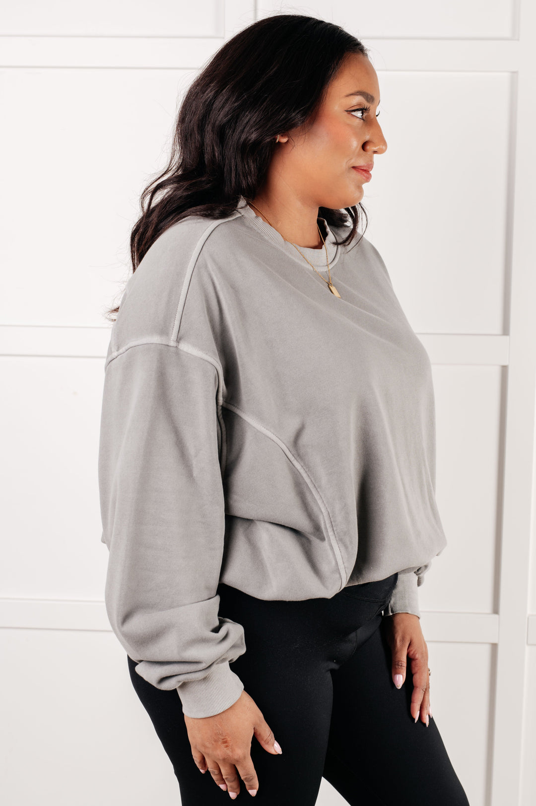 Beyond the Basics Pullover in Sleet - 1/8