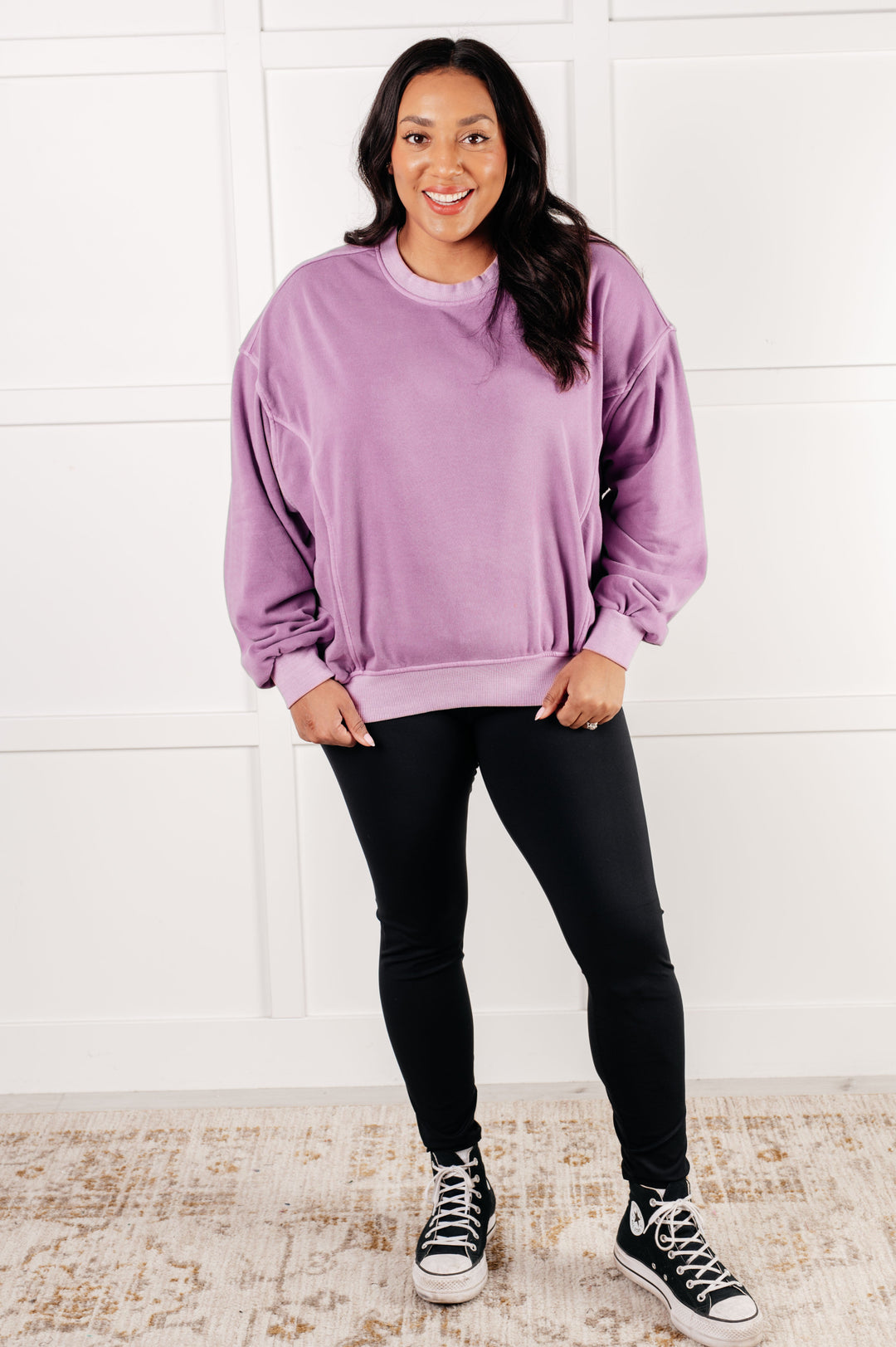 Beyond the Basics Pullover in Violet - 1/8