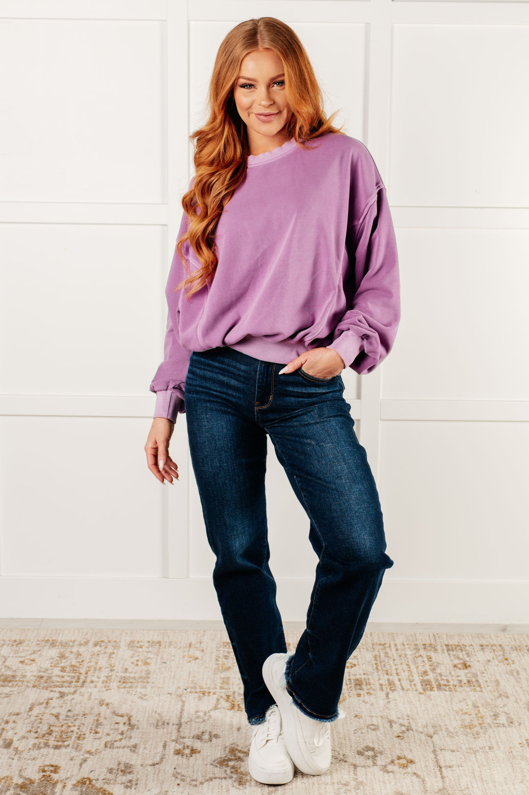 Beyond the Basics Pullover in Violet - 1/8