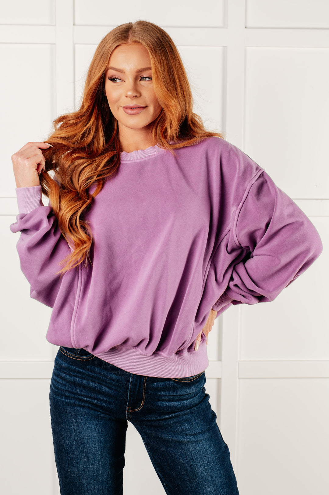 Beyond the Basics Pullover in Violet - 1/8