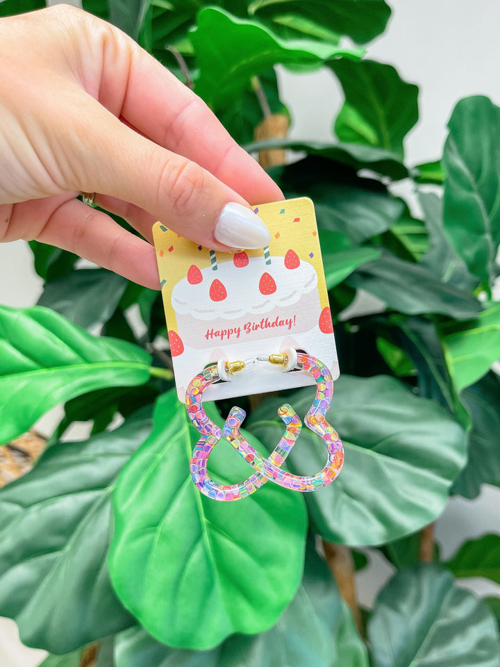 Birthday Confetti Heart Hoop Earrings