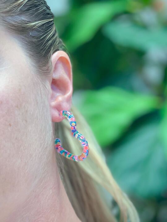 Birthday Confetti Heart Hoop Earrings