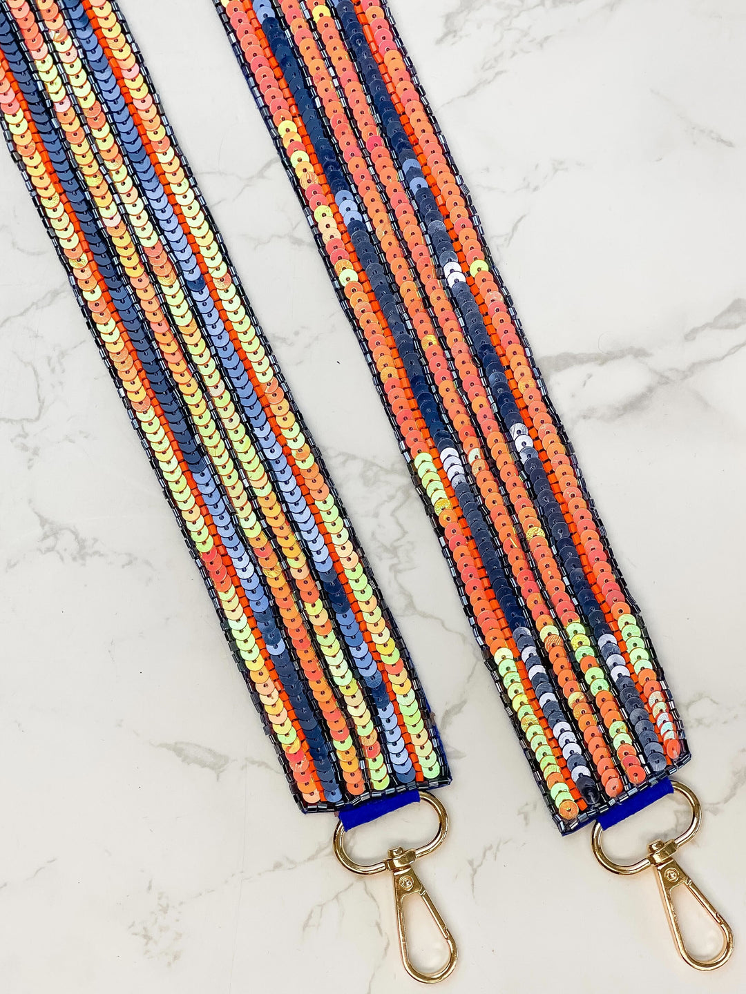 Sequin Purse Strap - Orange & Blue