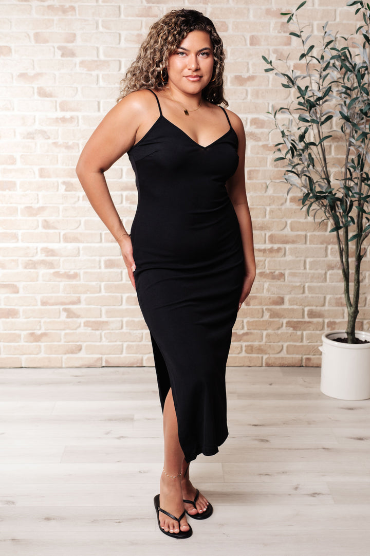 Bridgette Ribbed Bodycon Dress in Black (Ships in 2-3 Weeks)