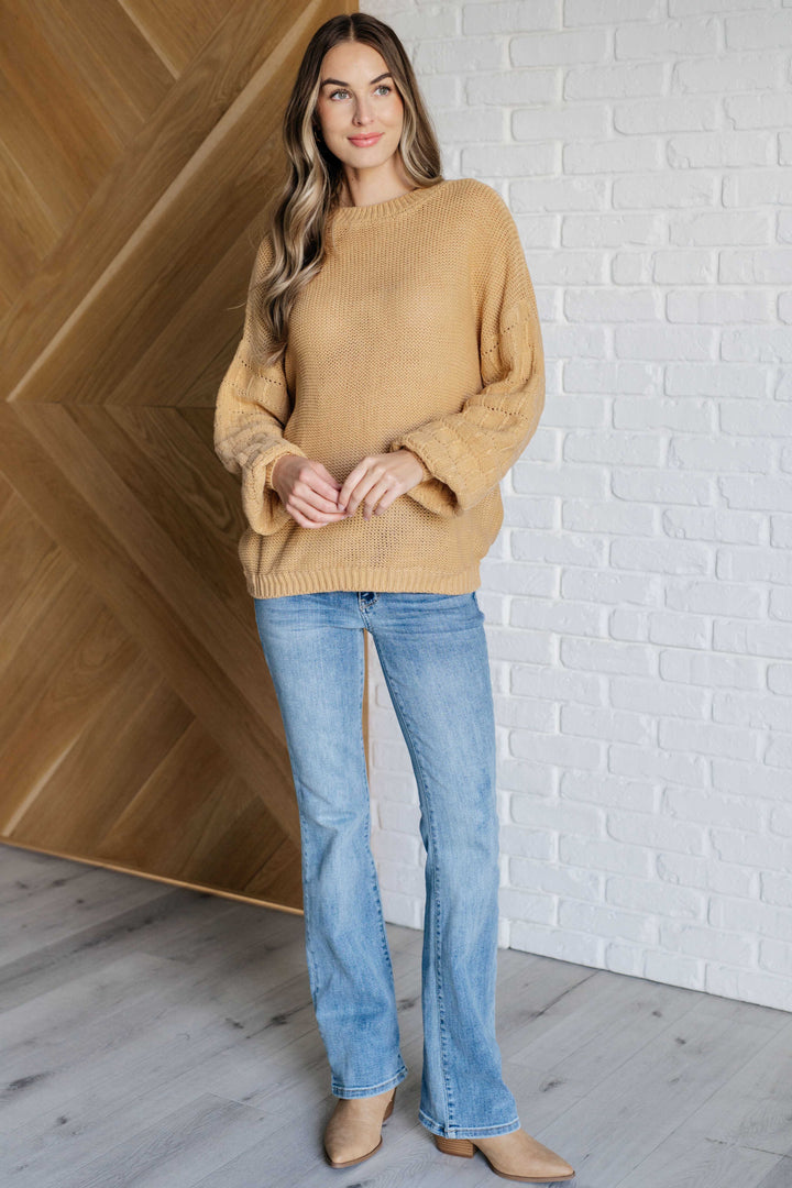 Bubbly Personality Bubble Sleeve Sweater in Wheat - 12/5