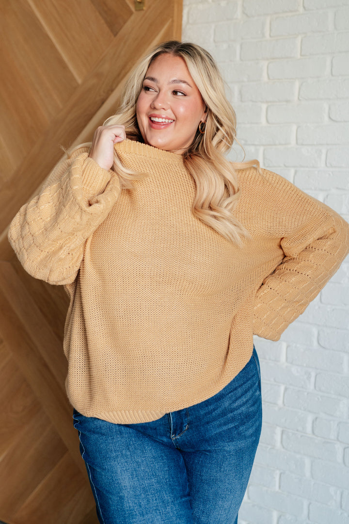 Bubbly Personality Bubble Sleeve Sweater in Wheat - 12/5