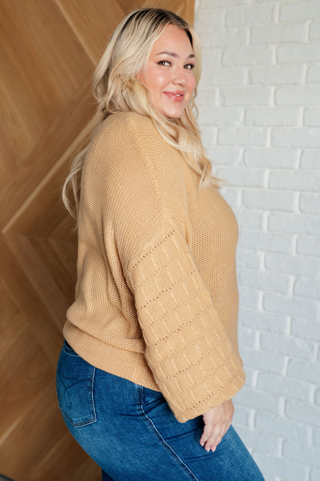 Bubbly Personality Bubble Sleeve Sweater in Wheat - 12/5