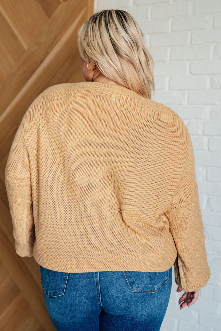 Bubbly Personality Bubble Sleeve Sweater in Wheat - 12/5