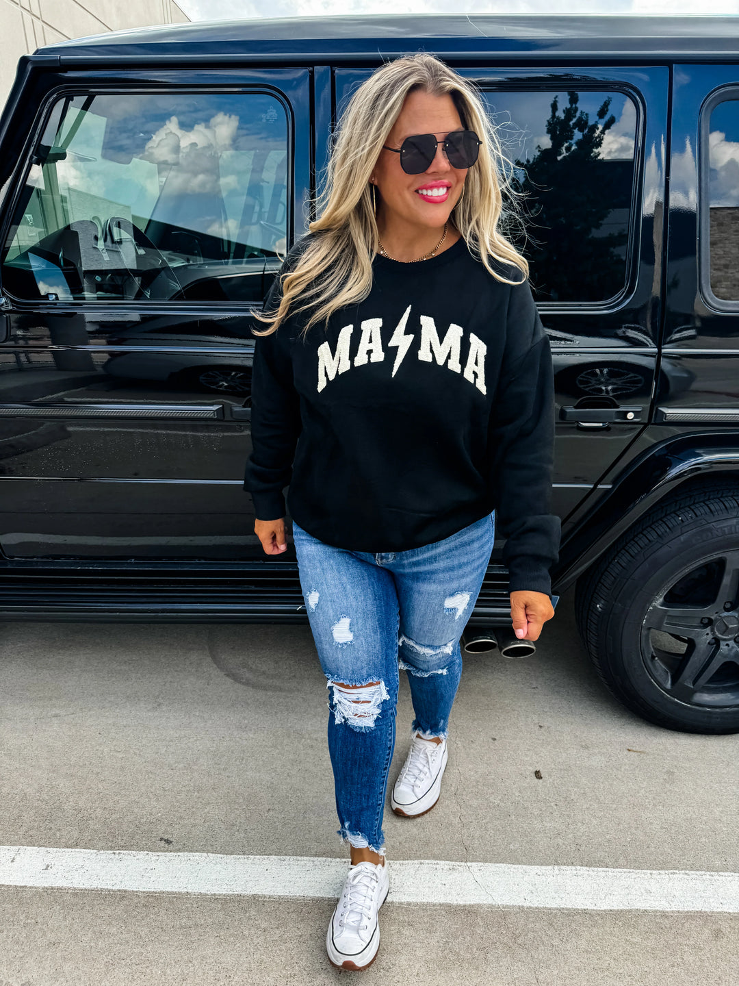 Mama Sherpa Letter Sweatshirt by Blakeley