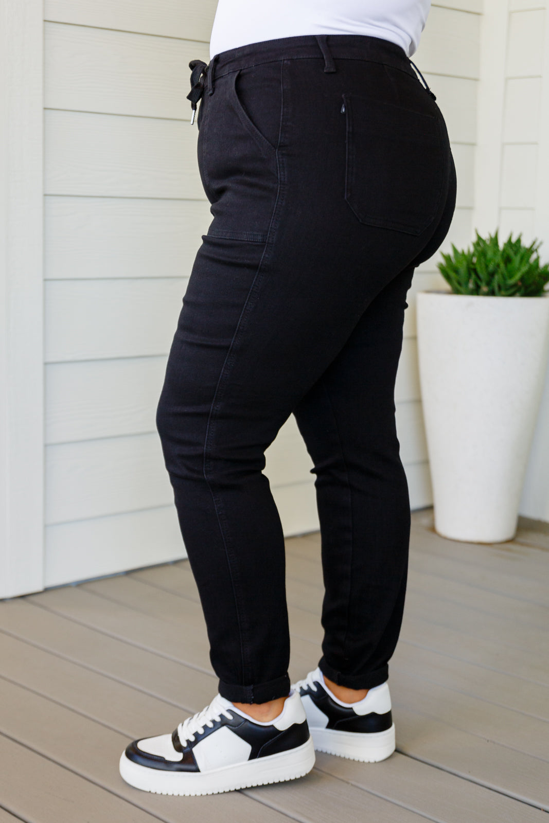 Carmen Double Cuff Joggers in Black by Judy Blue