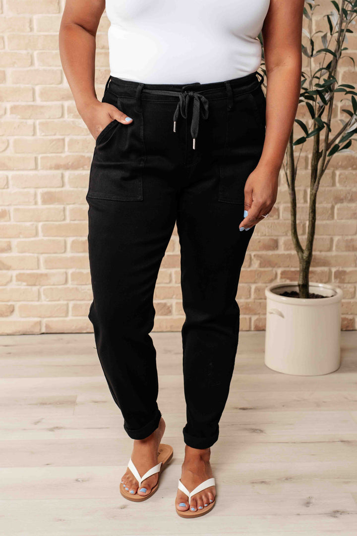 Carmen Double Cuff Joggers in Black by Judy Blue