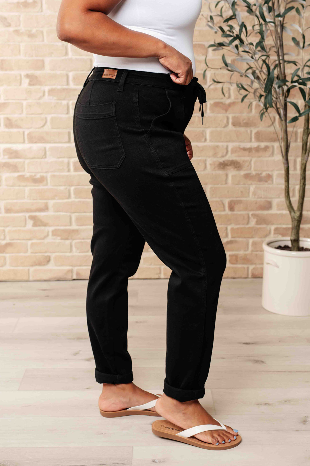 Carmen Double Cuff Joggers in Black by Judy Blue