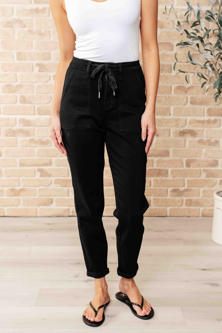 Carmen Double Cuff Joggers in Black by Judy Blue