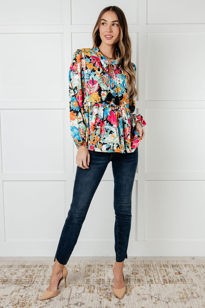 Carry Me Away Floral Peplum Blouse - 12/31