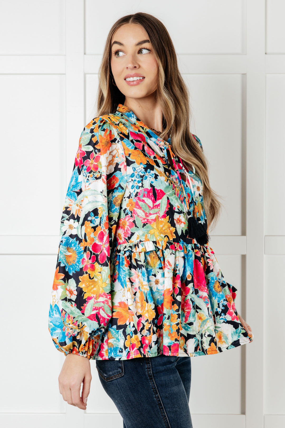 Carry Me Away Floral Peplum Blouse - 12/31