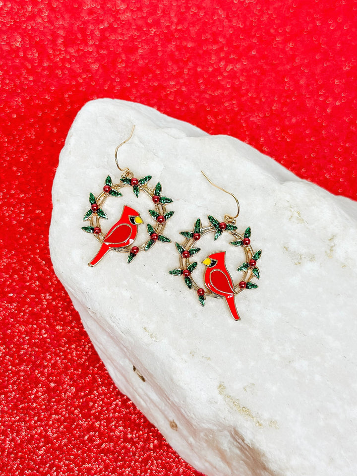 Christmas Cardinal Dangle Earrings