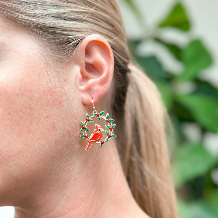 Christmas Cardinal Dangle Earrings