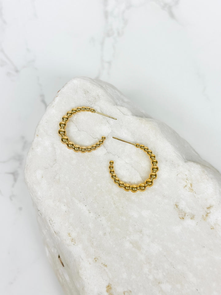 Classic Gold Ball Hoop Earrings