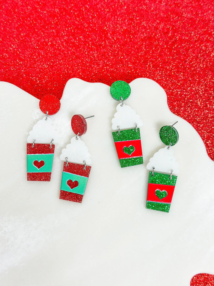 Acrylic Hot Coco Dangle Earrings - Green