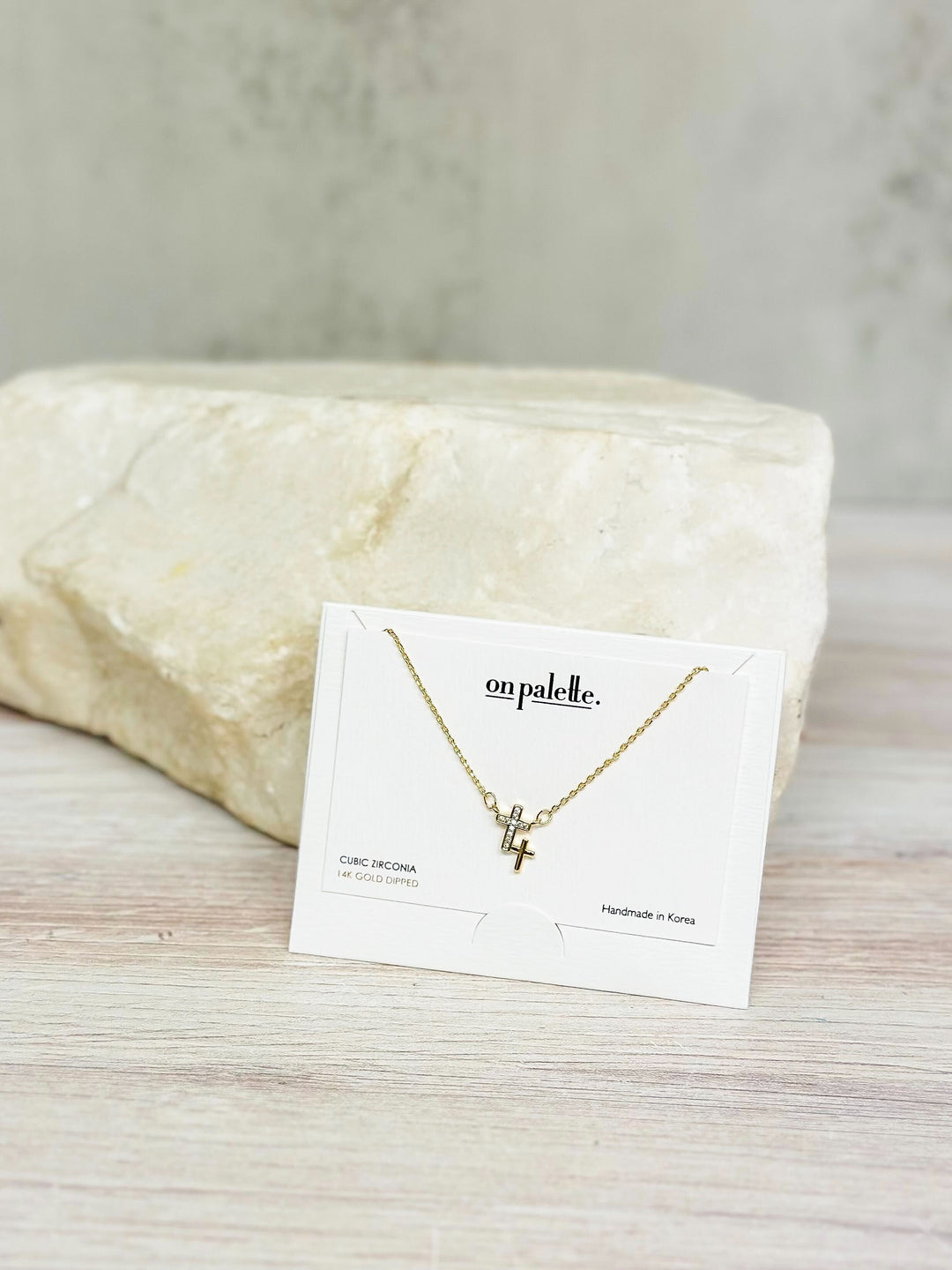 Double Cross Pendant Necklace - Gold