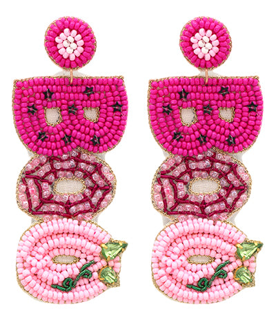 Pink 'Boo' Tiered Beaded Dangle Earrings