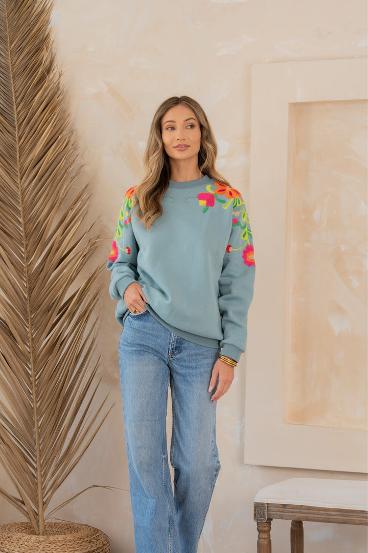 Floral Embroidered Sweatshirt - 12/3