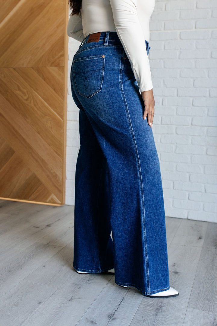 Eliza High Rise Control Top Retro Wide Leg Jeans by Judy Blue