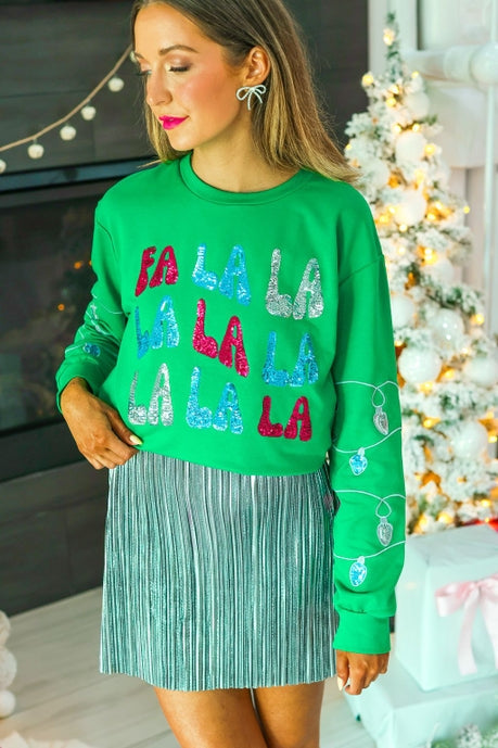 Fa La La Sequins Green Sweater - 12/3