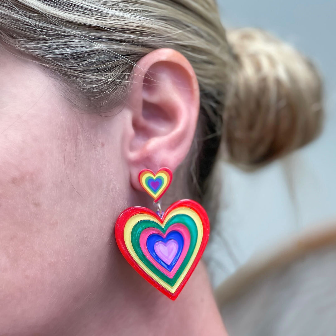 Growing Rainbow Heart Dangle Earrings