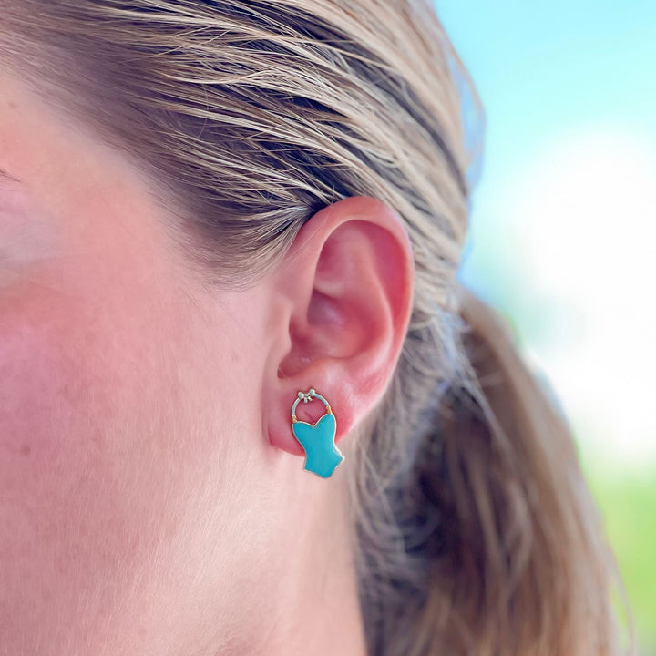 Aqua Swimsuit Signature Enamel Studs by Prep Obsessed