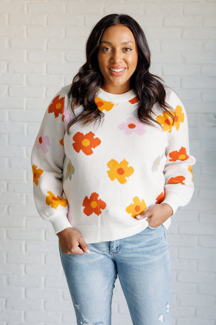 Falling Flowers Floral Sweater - 12/17