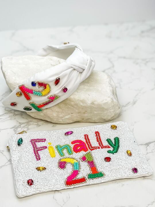 'Finally 21' Beaded Wristlet