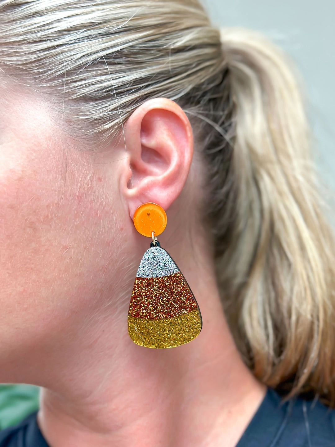 Glitter Candy Corn Dangle Earrings