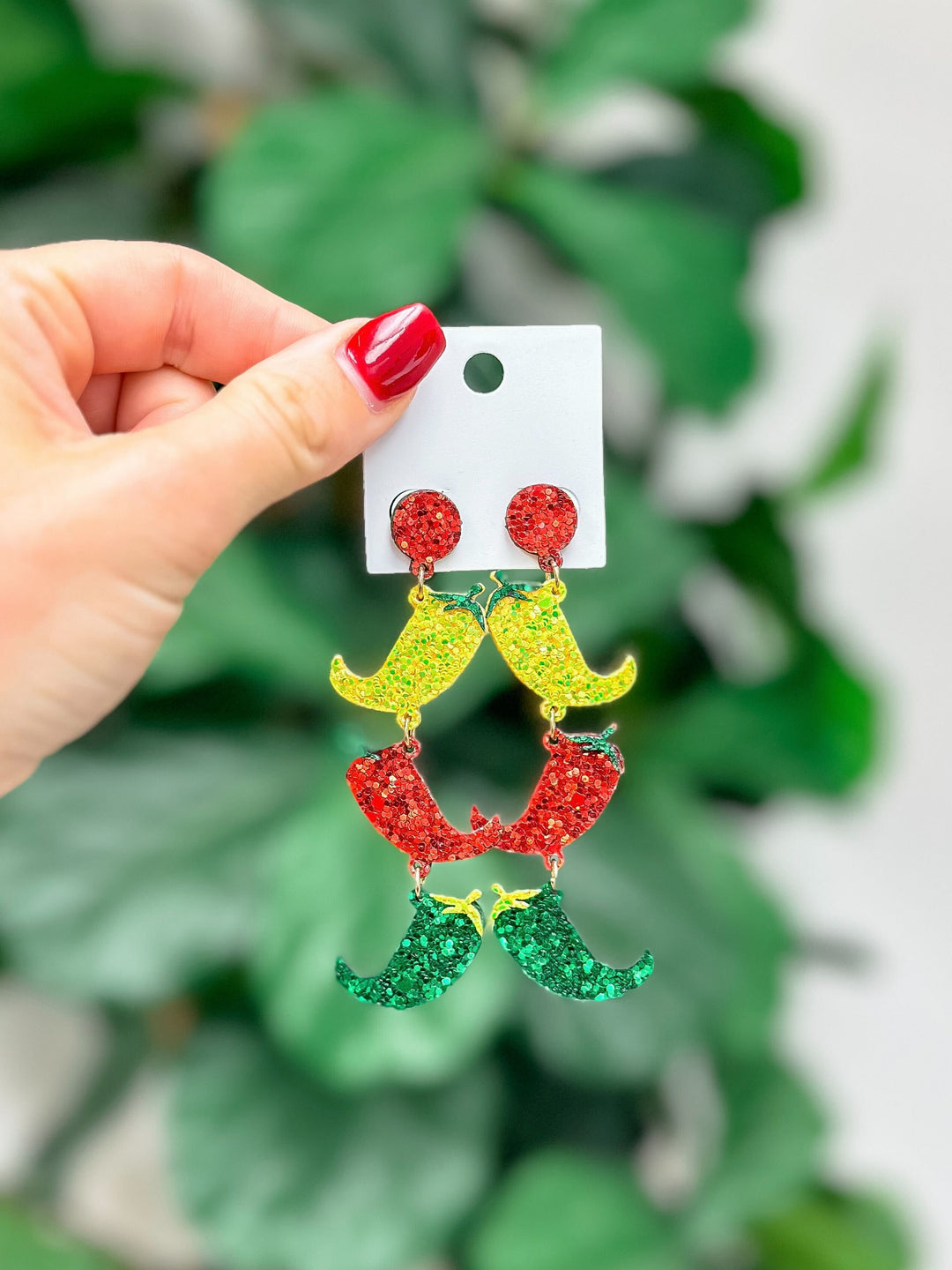 Glitter Chili Pepper Dangle Earrings