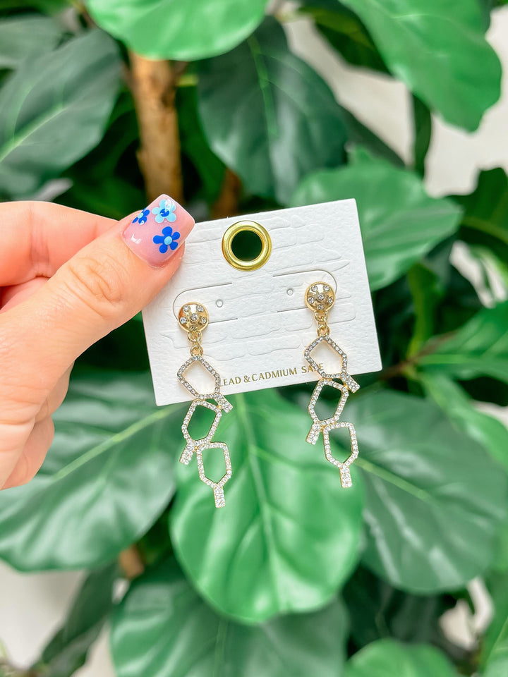 Glitzy Pickleball Dangle Earrings