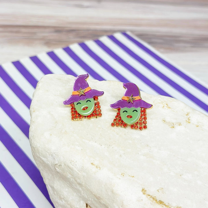 Glow In The Dark Witch Stud Earrings