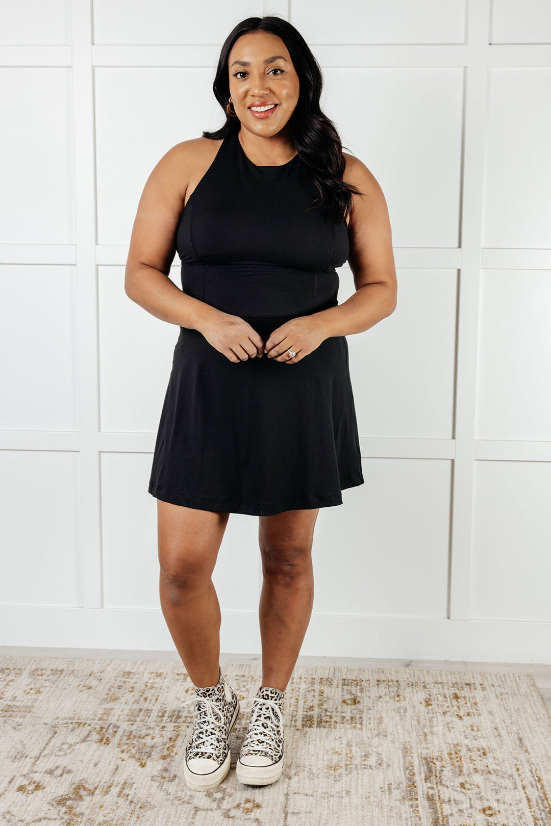 Gym and Tonic Butter Romper Dress in  Black - 1/2