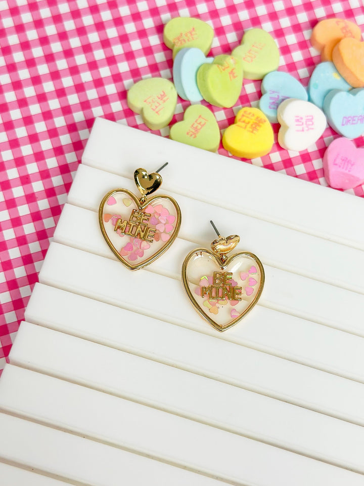 Heart Glitter 'Be Mine' Dangle Earrings