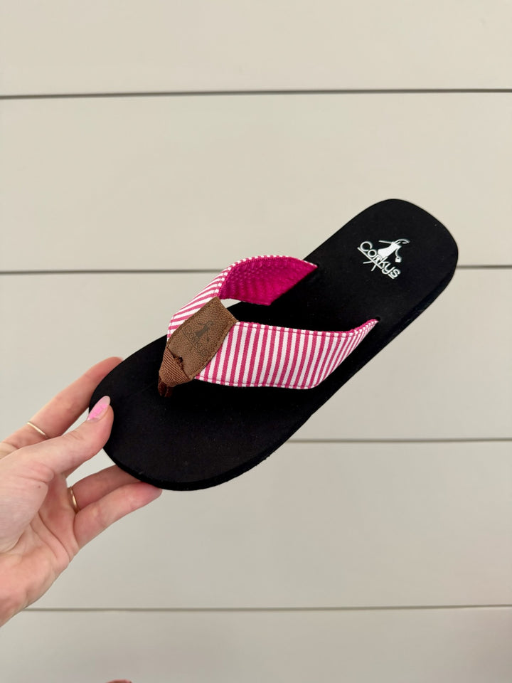 Summer Break by Corkys - Pink White Stripe (Ships in January)