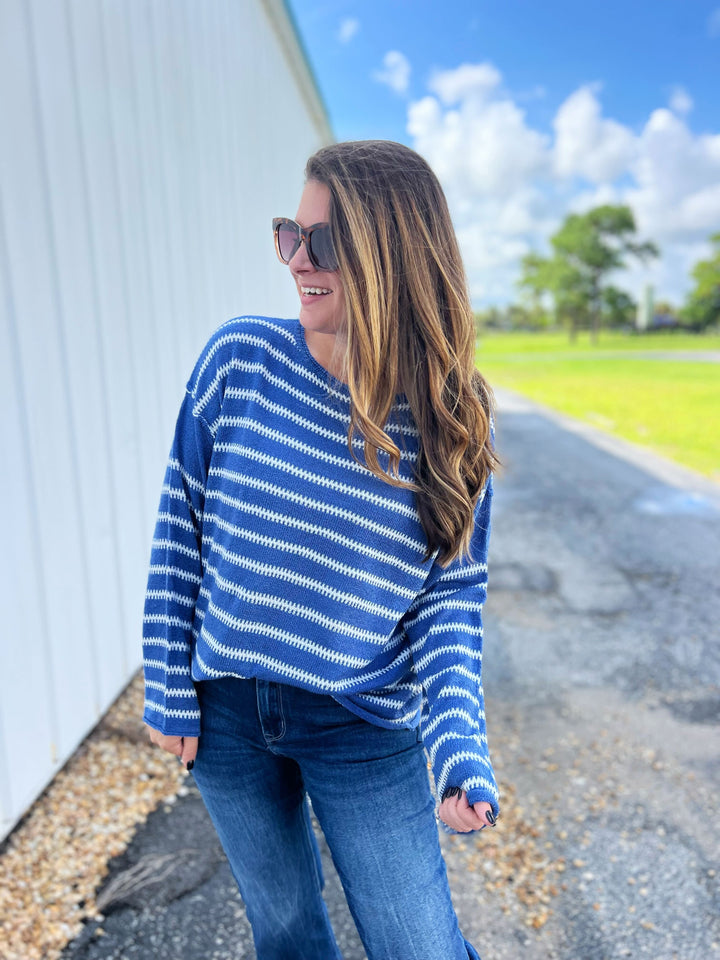 Samantha Striped Sweater - Choice of Color (Ships in 2-3 Weeks)