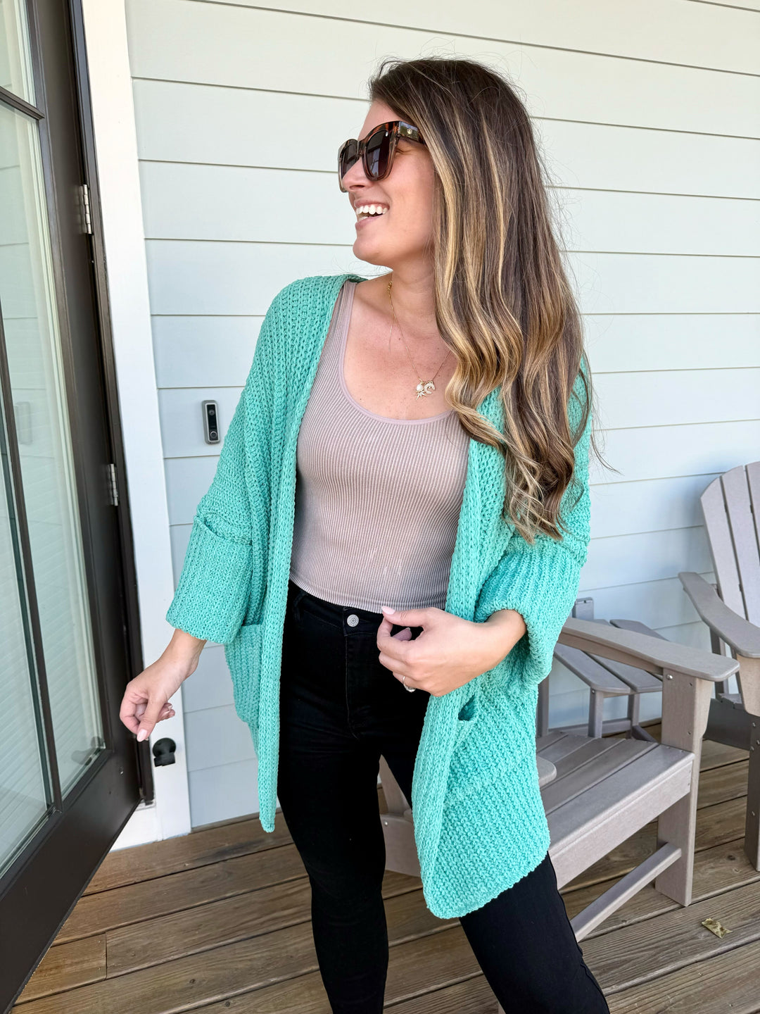 Wide Cuff Sleeve Chunky Knit Cardigan by POL