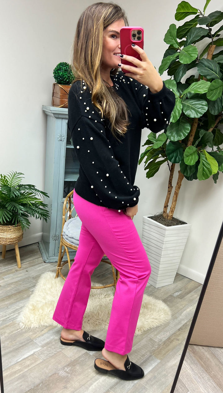 Magic Wide Leg Crop Pants in Hot Pink