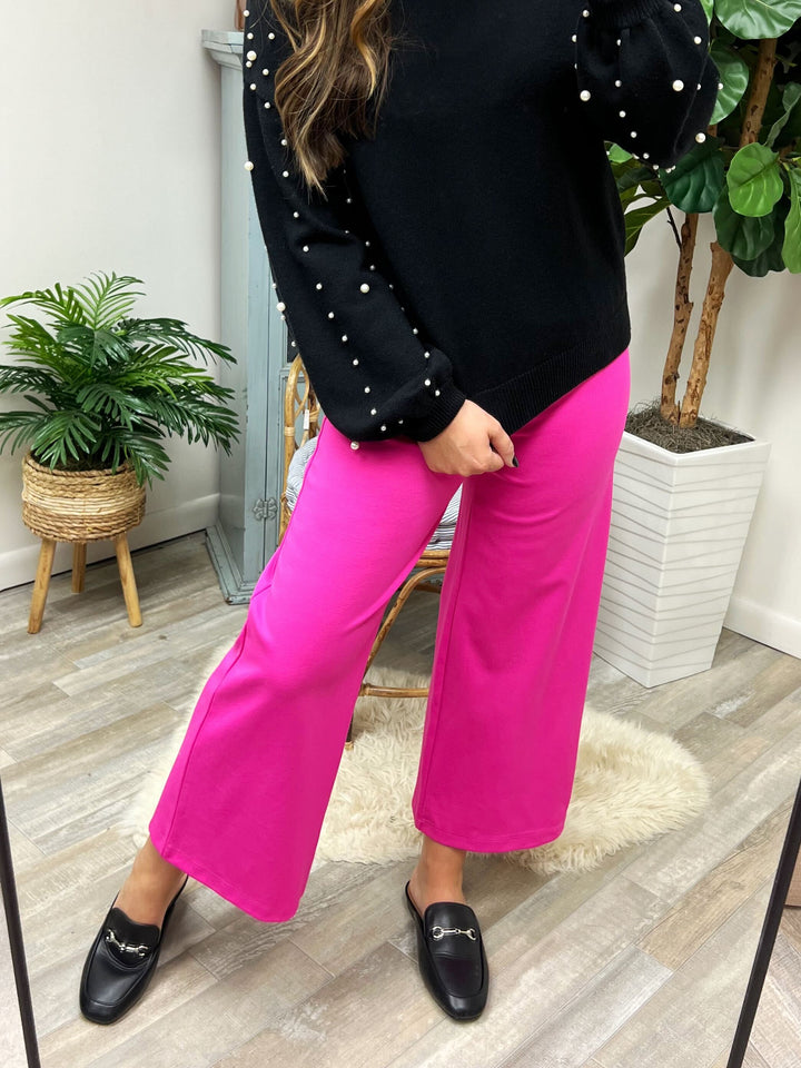 Magic Wide Leg Crop Pants in Hot Pink