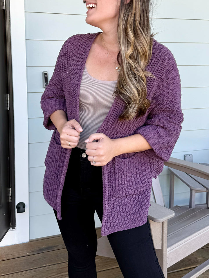 Wide Cuff Sleeve Chunky Knit Cardigan by POL