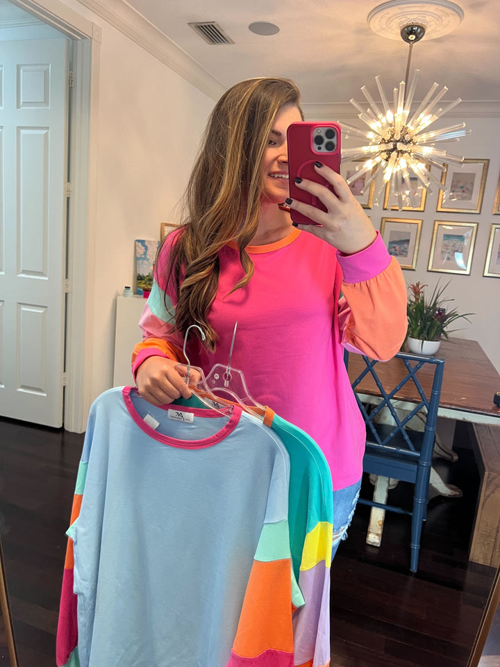 Debi Colorblock Long Sleeve T-Shirt (Ships in 2-3 Weeks)