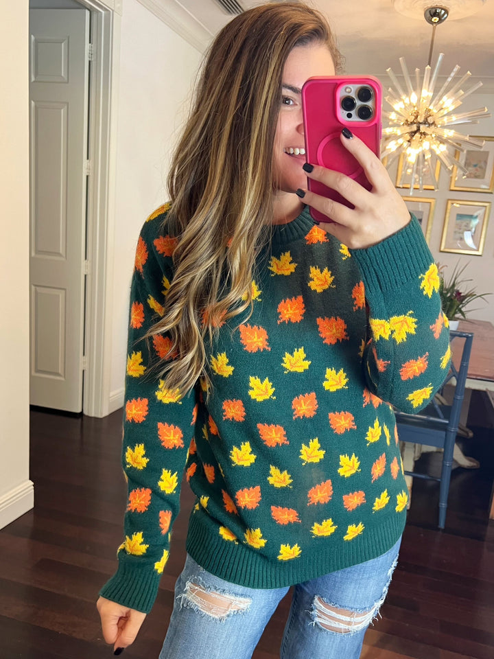 Fall Leaves Micro Chenille Sweater - Choice of Colors (Ships in 2-3 Weeks)