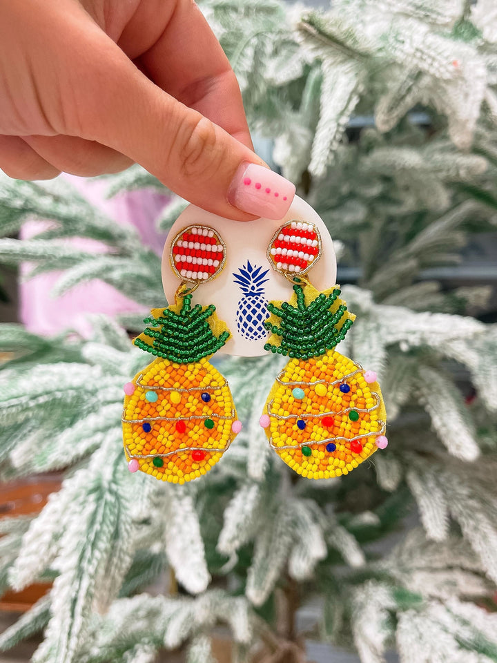 Christmas Pineapple Beaded Dangle Earrings