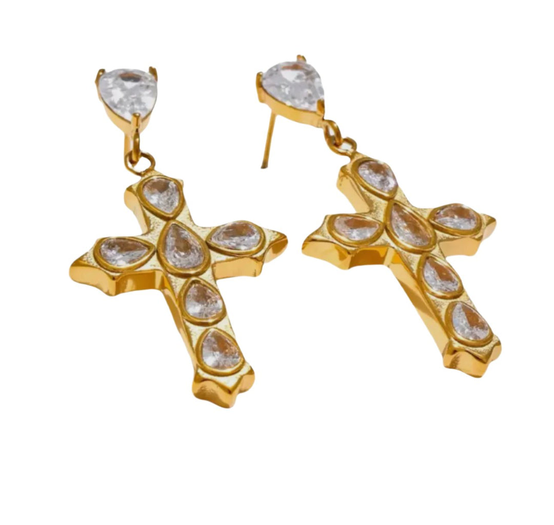 Diamond Cross Earrings by Lauren Kenzie