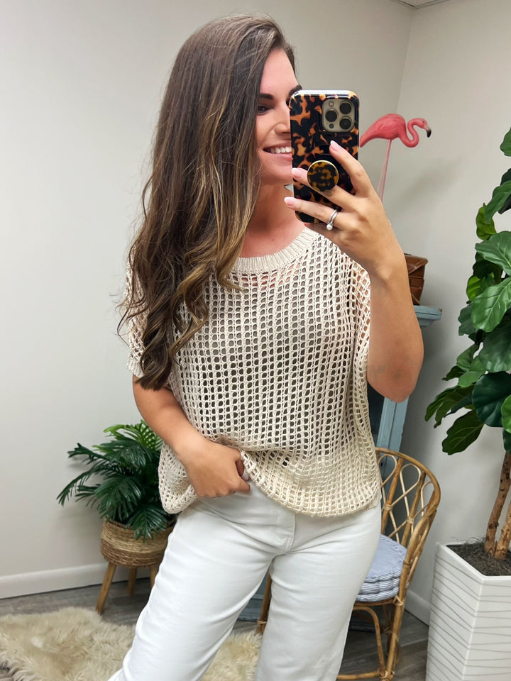 Coastal Dreams Fishnet Top in Cream